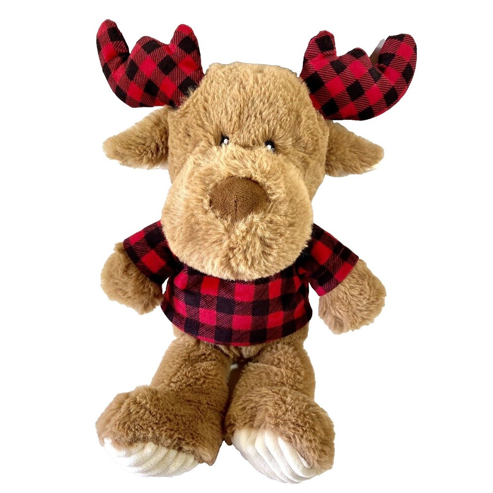 Moose Plush Baby Toy Crinkle Ears Buffalo Plaid Spark Create